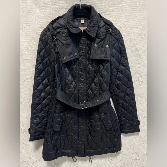 Burberry Brit Black Quilted Coat Small Petite - Picture 1 of 10